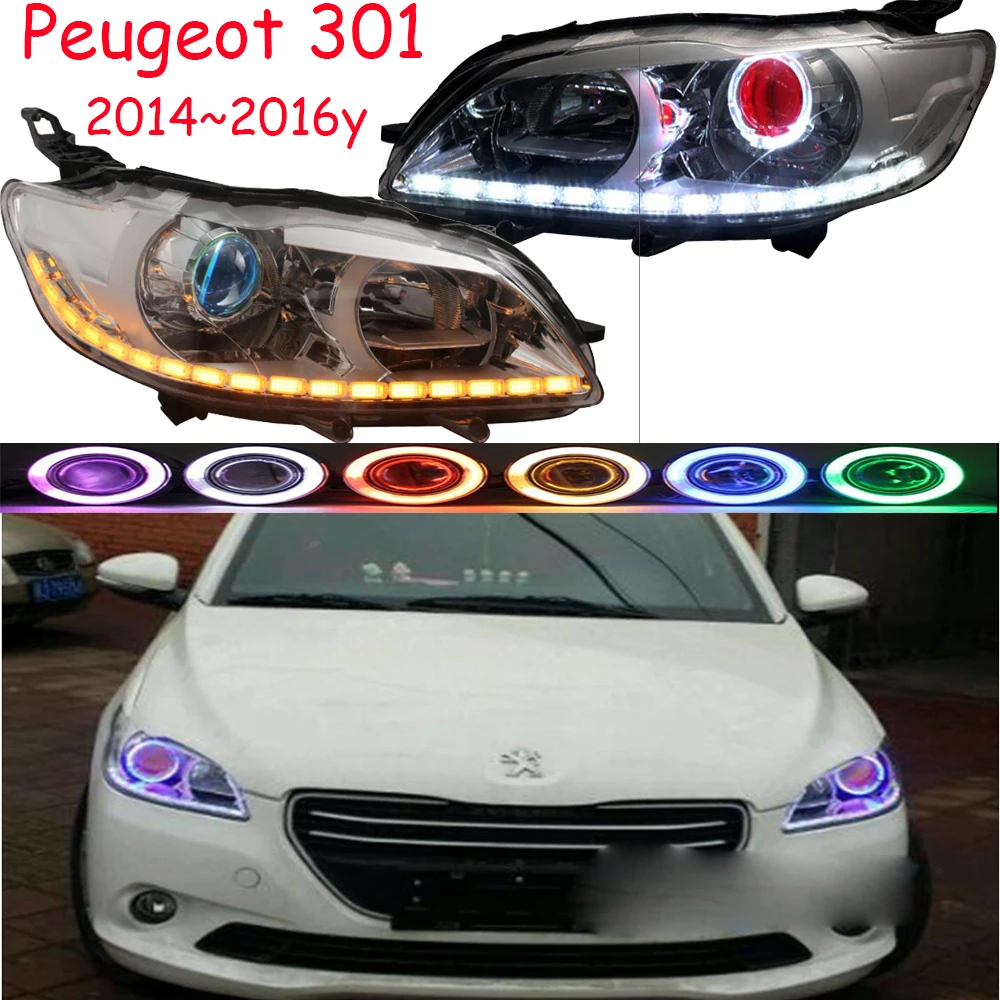 

2014~2016y car bupmer head light for Peugeot301 headlight 301 car accessories LED DRL HID xenon fog for 301 headlamp8 fog light