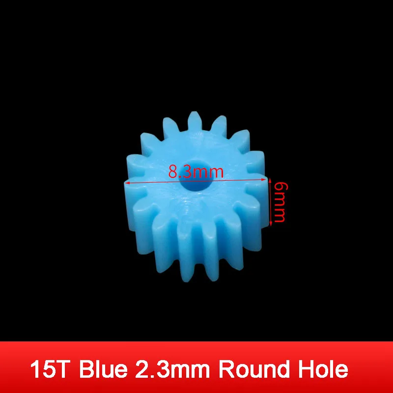 10 Pcs Plastic D-shaped Shaft Spindle Gear 15 Teeth Blue Color for Aircraft Car Model 