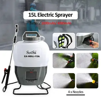 

15L 2Ah/4Ah Portable Knapsack Electric Pump Sprayer Li-ion Battery Farm Office Industrial Disinfection Mosquito Killer Spraying