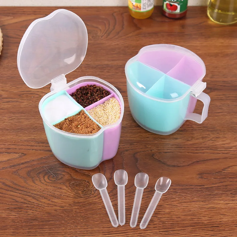 

Creative Kitchen with Spoon Multi-grain Seasoning Box Set Plastic Seasoning Box Seasoning Jar Seasoning Jar