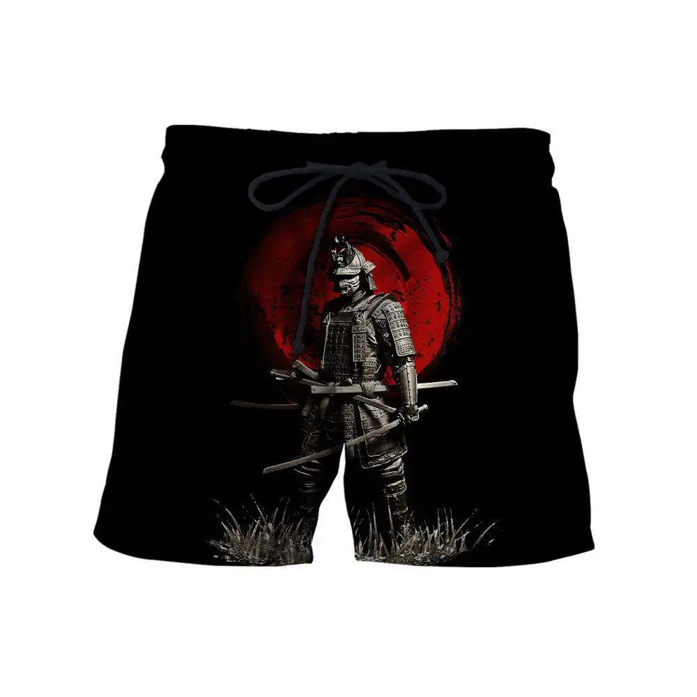 Samurai Armor Oni Mask Tattoo 3D Full Printed Mens Shorts Unisex Fashion Shorts Summer Beach Harajuku Casual Shorts DK09
