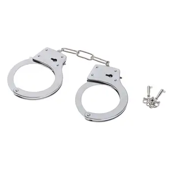 

Handcuffs with Keys Police Role Playing Costume Prop Accessories Hand Cuffs with Safety Release Keys Set DIY Props Silver