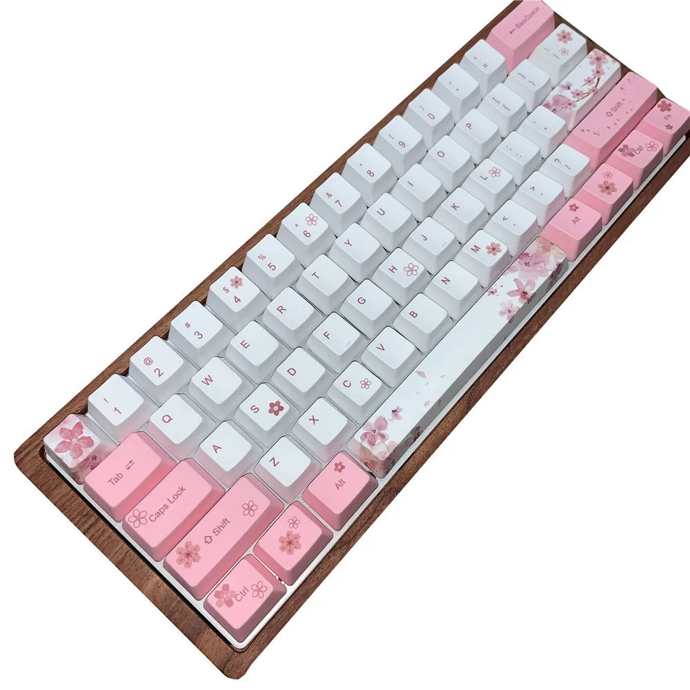 Keycap para Gh60 Sakura Keycap Conjunto Mechanische Toetsenbord Rk61 - Alt61 Annie Poker Gk61 60% Pbt Oem - Imagem 6