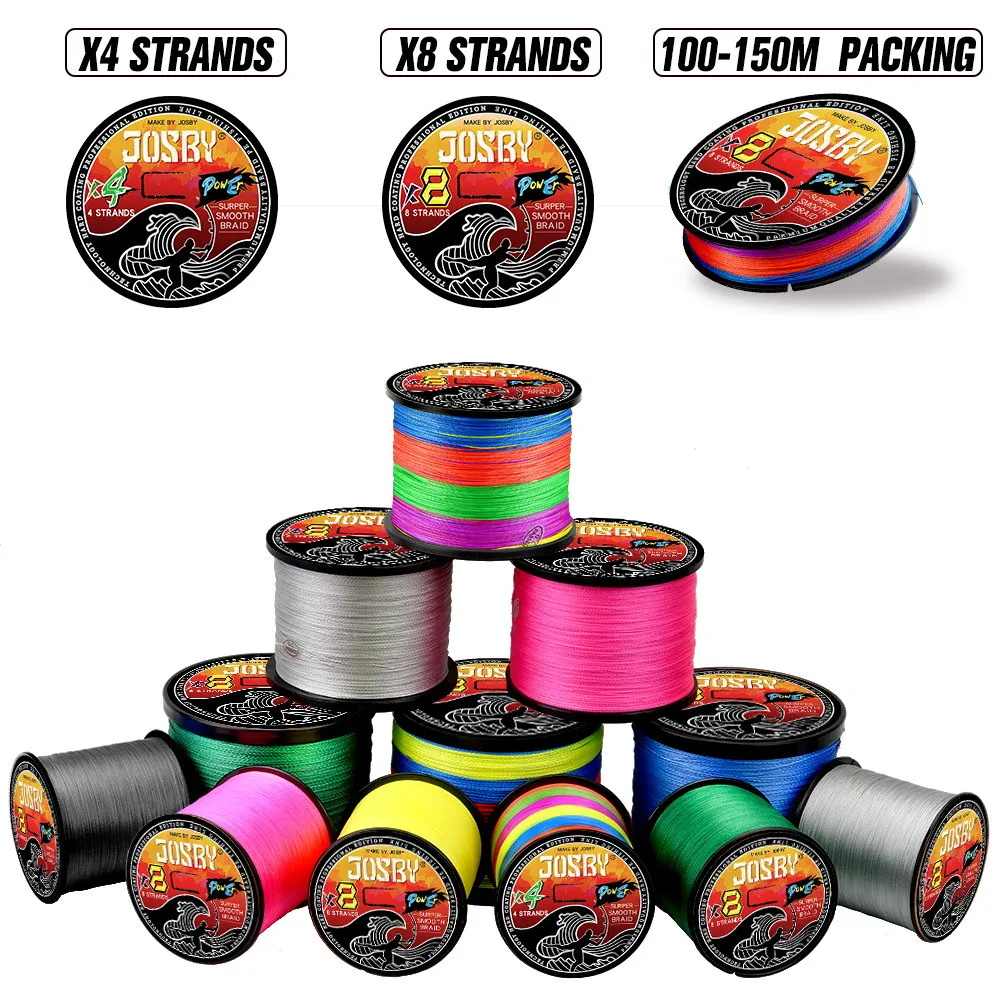 JOSBY 8 Strands 4 Braided Fishing Line Multifilament 200M 300M 500M 1000M Carp Japanese Weave Cord Accessories 100% PE Wire 6