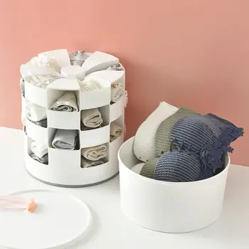 

Underwear Revolving Revolving Storage Box Container Underwear Panties Divided Grid Revolving Socks Storage Box^