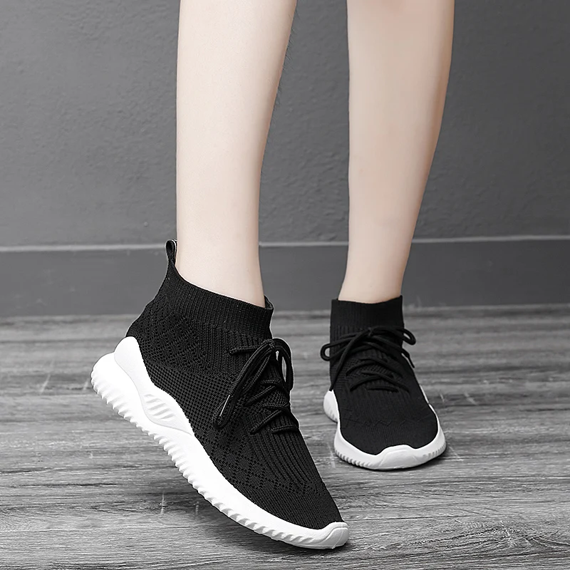 Women's Vulcanized Shoes Women Sneakers Light Socks Shoes High Top Shoes Fashion Womens Sport Shoes Breathe Running Shoe Size 34