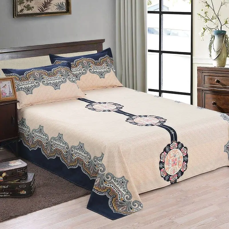 

Sanding Soft Flat Sheet Comfortable Floral BedSheets Twin Full Queen Size Bed Sheet 210x230cm