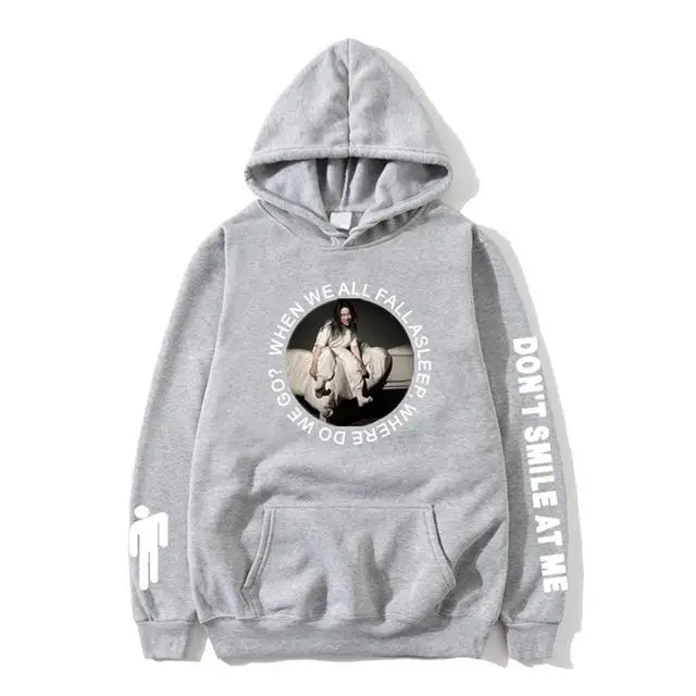 24gray Новинка года: худи Billie Eilish с модным принтом, толстовки для женщин/мужчин, толстовки с длинным рукавом,, Повседневная Уличная одежда, Sudadera Hombre - Цвет: 24gray