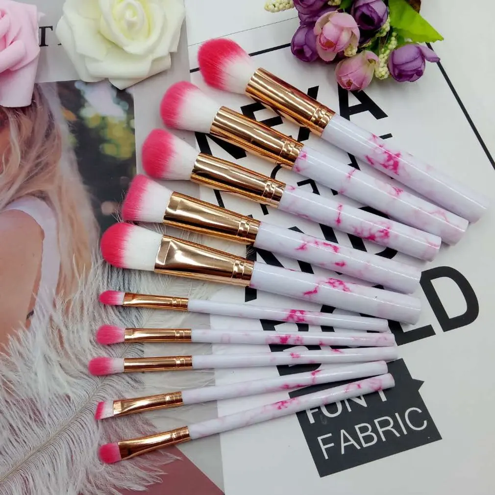 10 PCS Set Marbling Makeup Brushes Kit Eye Shadow Brushes Portable Make Up Brush Universal Beauty 5