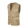 Fishing Jacket Quick-drying Vest Men Waistcoat Solid Color V Neck Multi Pockets Sleeveless Outdoor Summer Vest for Fishing 5