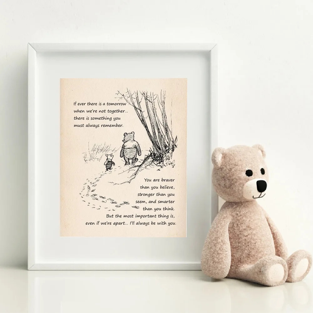 If ever there is tomorrow when we're not together... Winnie the Pooh Quotes Canvas Painting Nursery Decor