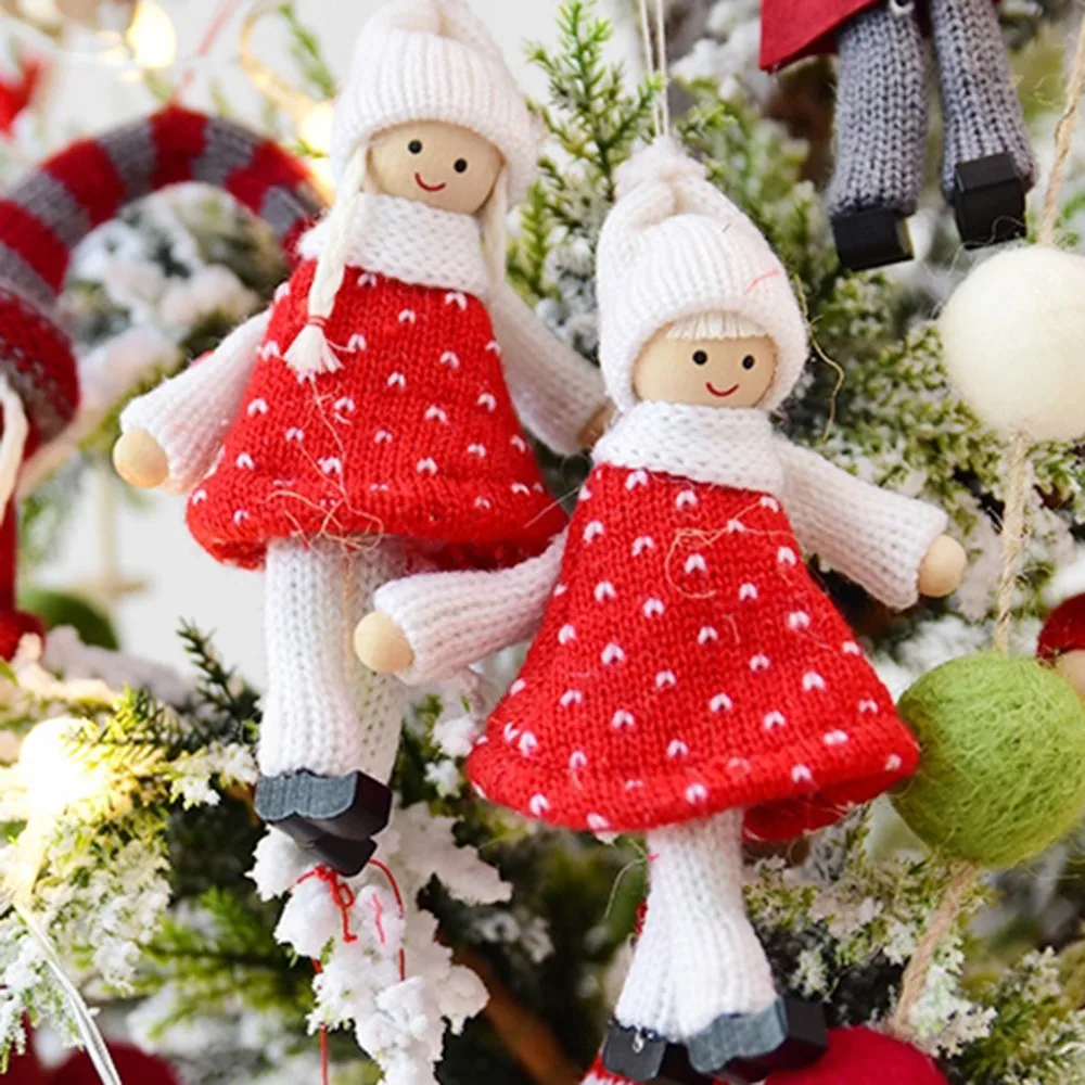 Милый Ангел кукла подвеска с Санта-Клаусом Рождественская елка украшения для дома деревянные елочные украшения Рождественский подарок для детей