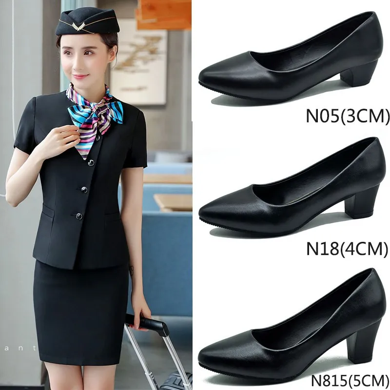 

Formal Wear Head in Professional Women's Thin Heeled Pointed Black And White with Pattern Documentary Shoes Work Shoes Mid-top C