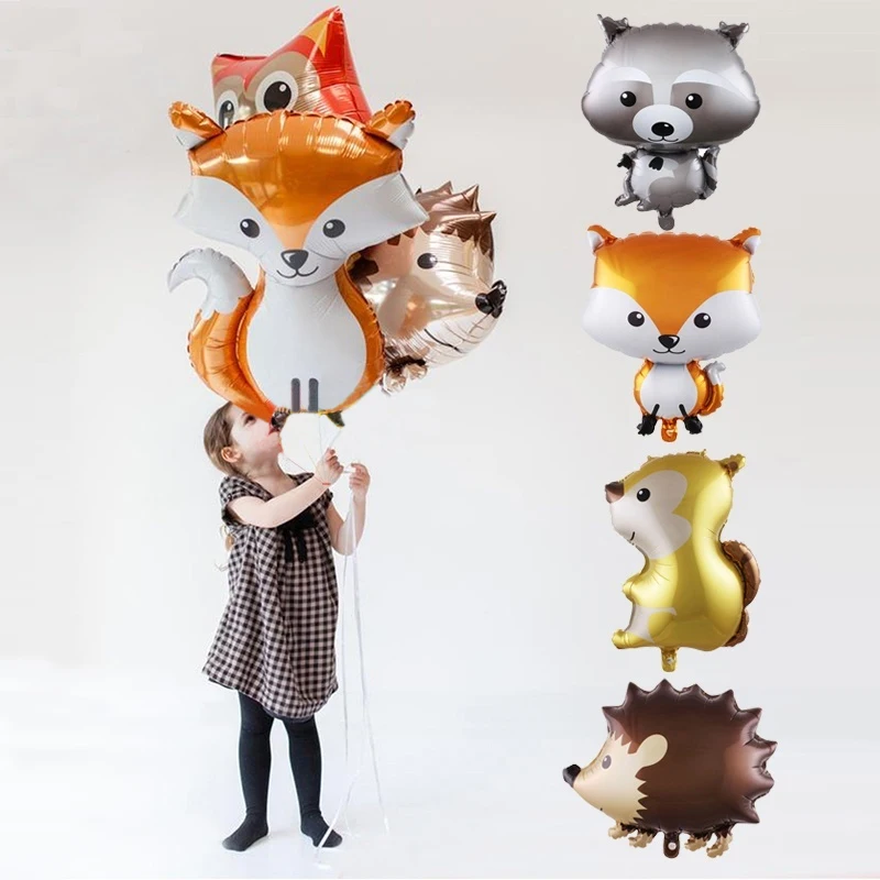 Cute Animal Foil Balloons Raccoon Fox Helium Ballon Happy Birthday Party Decorations Inflatable Baby Balls Toys | Дом и сад