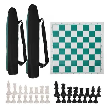 

Outdoor Chess Set Plastic Travel Portable International Chess Ultralight Chess Board Set with Big Canvas Bag Chess Games