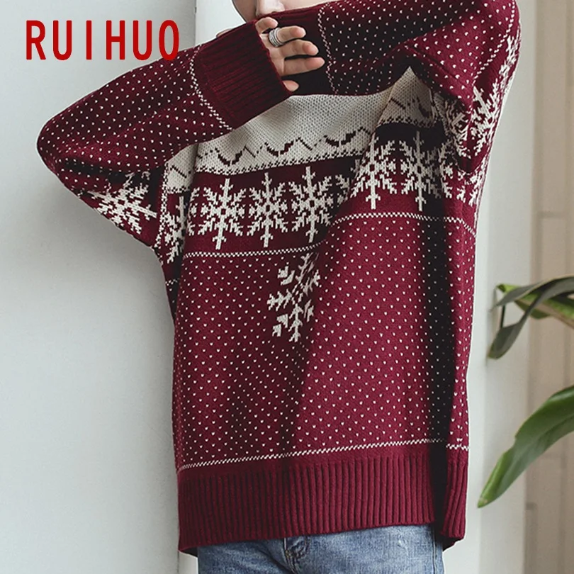 RUIHUO, зимний мужской свитер, Уродливый Рождественский свитер, мужское зимнее пальто, пуловер и свитеры для мужчин, осень, Корейская одежда XXL
