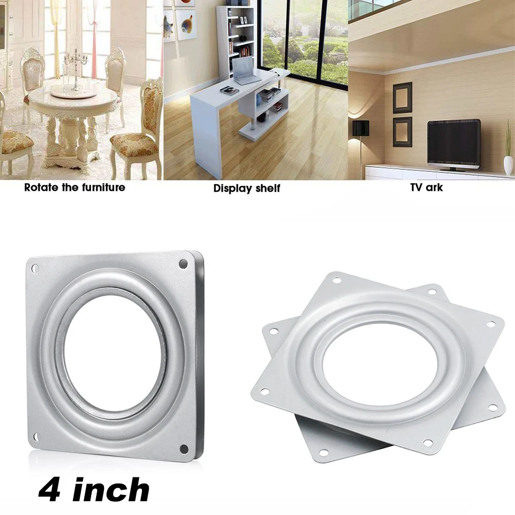 

4 Inch Square Rotating Swivel Plate Replacement Metal Lazy Susan Bearing Turntable TV Rack Desk Seat Swivel Plate Bar Tool