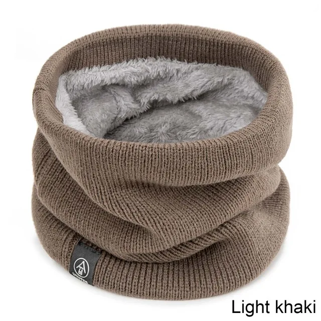 light khaki Evrfelan женский мужской теплый зимний вязаный шарф, толстые эластичные трикотажные шарфы для женщин и мужчин, мягкий шарф плюс бархат, 13 цветов - Цвет: light khaki