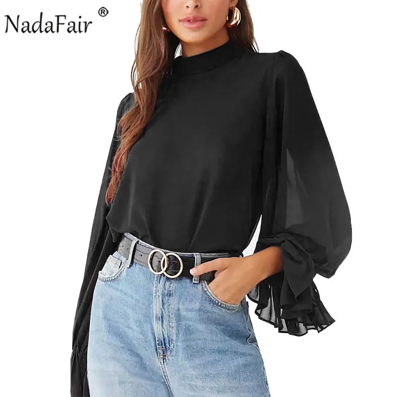 lantern sleeve chiffon blouse