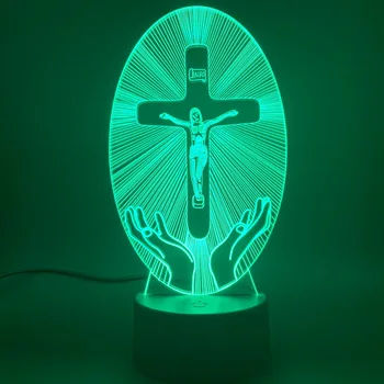

Christianity LED Night Light Jesus Station of Religion The Cross Visualization Crucifix Bible Colorful Christians 3D Lamp