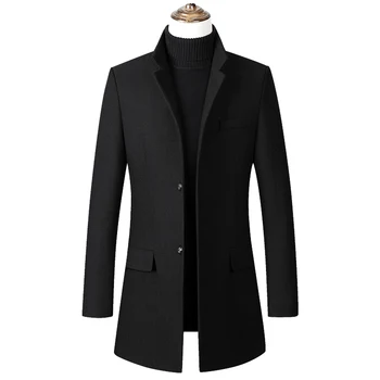 

2019 Spring Autumn Casual Long Wool Jacket Man