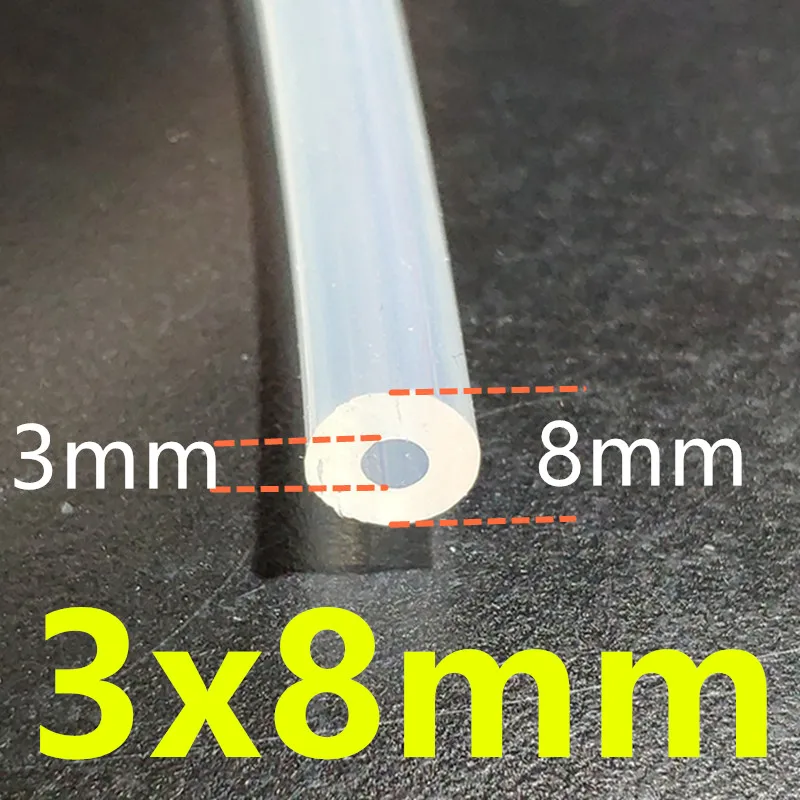 1 Meter Food Grade Transparent Silicone Tubing - 0.5mm to 12mm Diameter Range