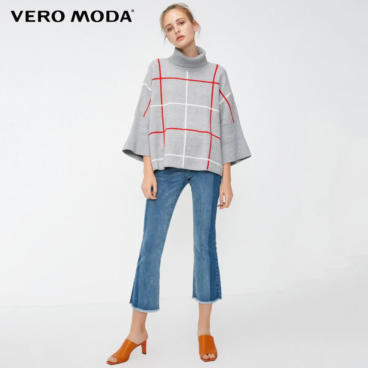 Vero Moda женский свободный крой с высокой горловиной 3/4 рукавами | 319125501 - Цвет: Lt. grey mel.