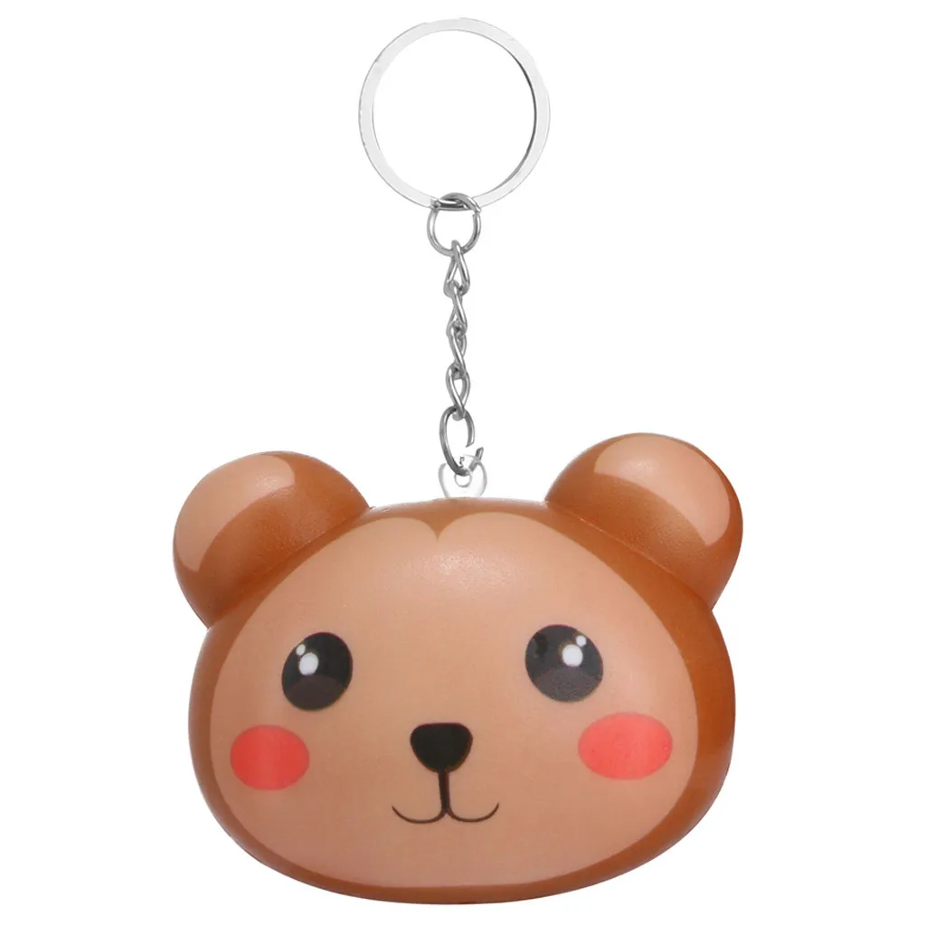 Squishy Toy Soft Slow Rising Animal Face Bread Simulation Bread keychain Stress Reliever Decor Phone Strap Gift #A