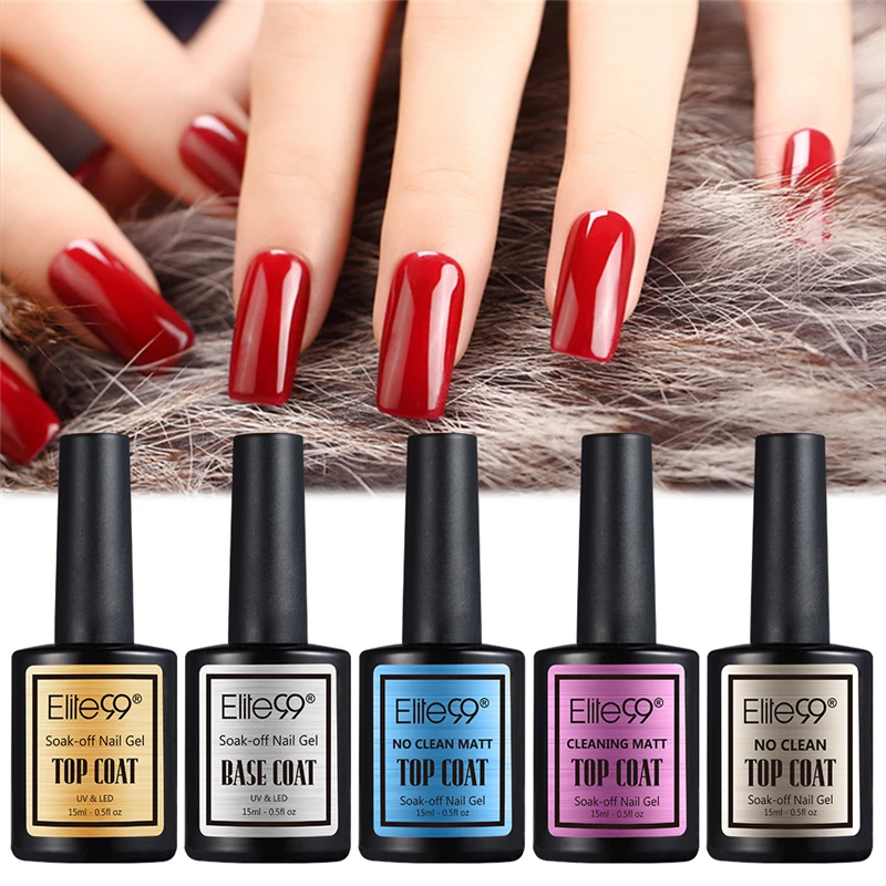  Elite99 15ml Top Coat Matte Top Shiny Gel Polish UV LED No Clean Matt Top No Wiping Top Gel Polish 