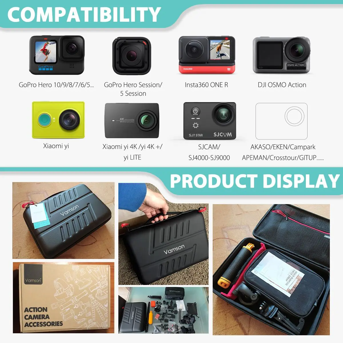 Vamson set Aksesori Untuk Gopro, 12 11 10 set Untuk go pro hero