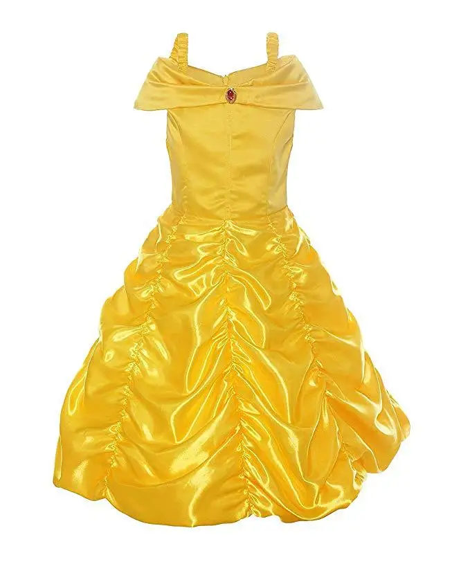 Dresses discount Princess Belle Dress for Girl Kids Floral Ball Gown Child Cosplay Bella Beauty and The Beast Costume Fancy Party dresses blue Dresses