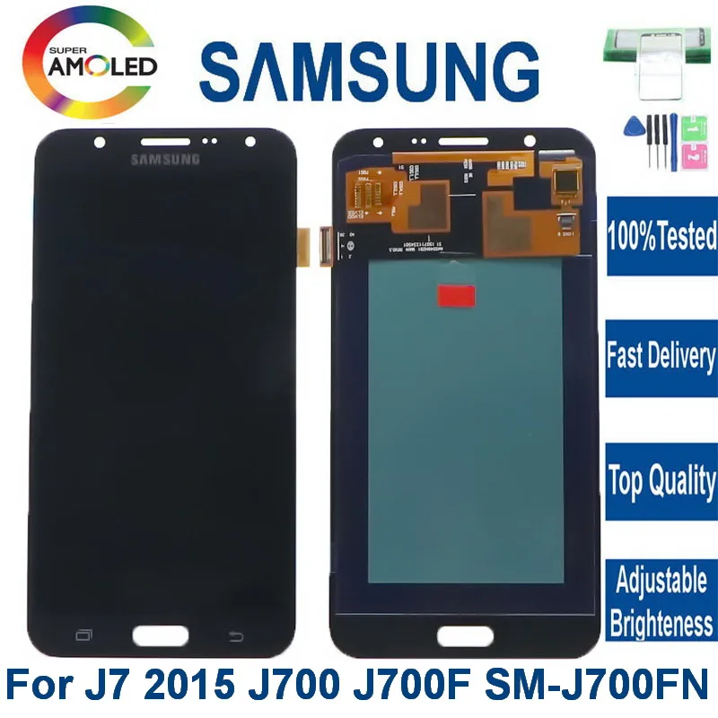 ЖК-дисплей Super AMOLED для Samsung Galaxy J7 2015 J700 J700F J700HJ700M сенсорный экран дигитайзер в сборе