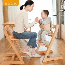 Японский дизайн, детский обеденный стул, детский стул из твердой древесины, безопасный зеленый детский стул, стул для еды, обеденный стул, обучающий стул для роста