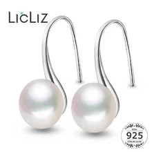 LicLiz 925 ayar gümüş İnci damla küpe kadınlar için beyaz pembe mor İnci kanca Dangle küpe 925 takı hediyeler LAE0009(China)