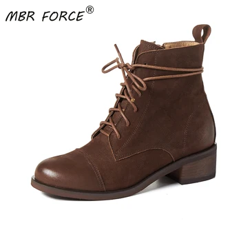 

MBR FORCE New arrival Retro British style Women Ankle Boots Cross Tied Spring Autumn Shoes Woman Sexy ladies Fashion Party Boot