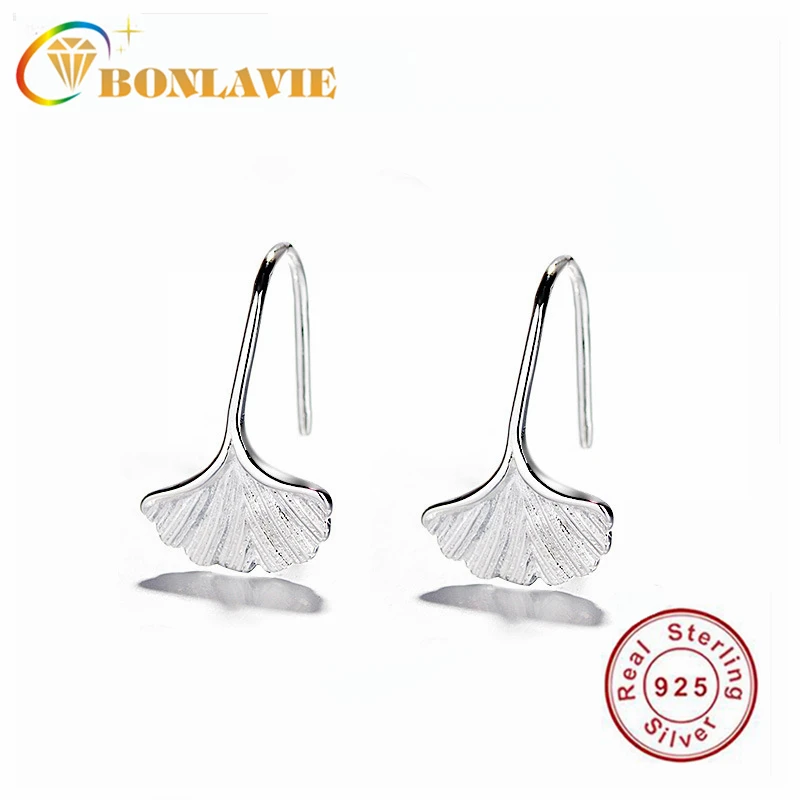 

BONLAVIE Simple Ginkgo Leaf Ear Hook Sweet Leaf Leaves Earring Girl Gift Jewelry Female Silver Earring