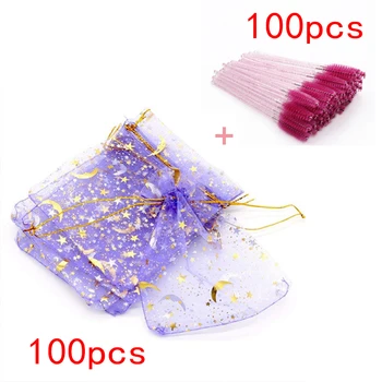 

Wholesale Butterfly star shape Drawstring Organza Pouches Creative Eyelashe Package Idea With Mascara Wands Eyelash Makeup Brush