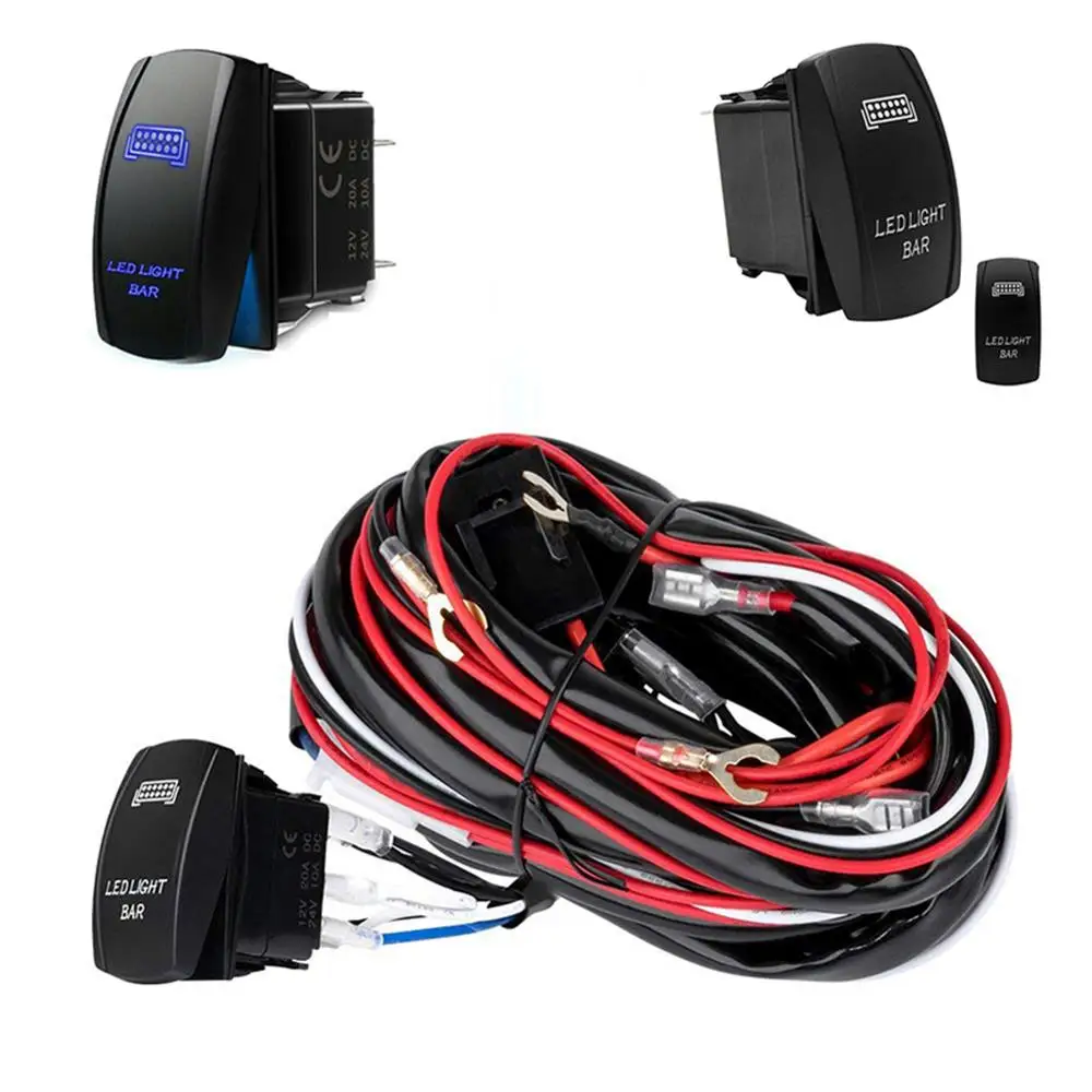 

12V 40A Blue LED Work Light Bar Switch Wiring Harness Kit Relay Fuse Kit Universal for Cars SUV ATV Truck Motorcycle Boat