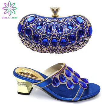 

New Women Shoes High Heel Nigerian Style Shoes and Bag Set Italian Matching Shoe and Bag Set for Party Parties Metal Decoration