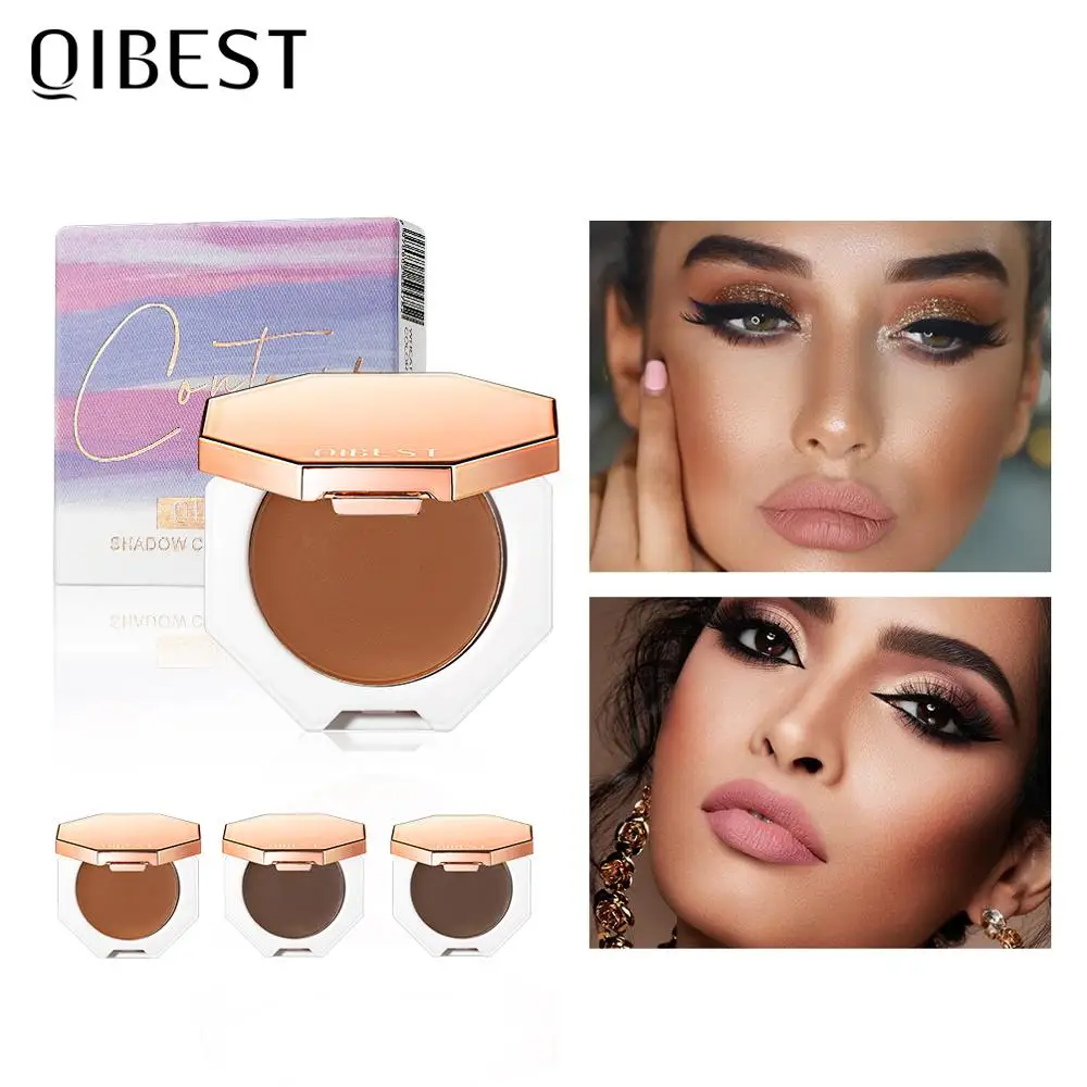 

QIBEST Face Makeup Bronzer Cream Silky Contouring Palette Makeup Bronzer Palette Cosmetic Smooth highlight Makeup Face Palette