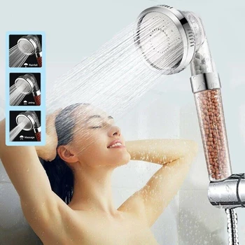 

3 Modes Bath Shower Adjustable Jetting Shower Head High Pressure Saving Water Bathroom Anion Filter Shower SPA Nozzle