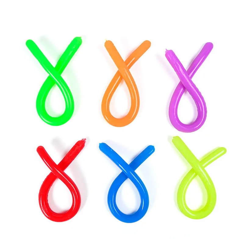 Elastic Pressure Reducing Rope Noodles Shape Stretchy String Squeezing Rope Funny TPR Squeeze Sensory Toy Pull Twirl Release Toy