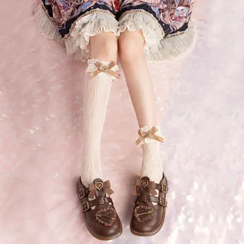 

Maid Lolita Cute Socks Knee High Cosplay Costumes Accessories Nylon Lace Bow Socks Anime Cartoon Girl Gift Pink Socks