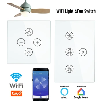 

Smart Wifi Light Ceiling Fan Switch,Tuya Smart Life Remote Control,Various Speed Control,WorkS with Alexa, Google Home EU UK US