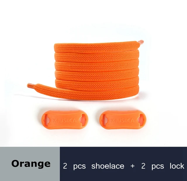 Reticulated Woven Elastic Shoe Laces Flat buckle Lock No Tie Shoelaces Sports Competition Take A Walk Sneakers Lazy Lace Orange