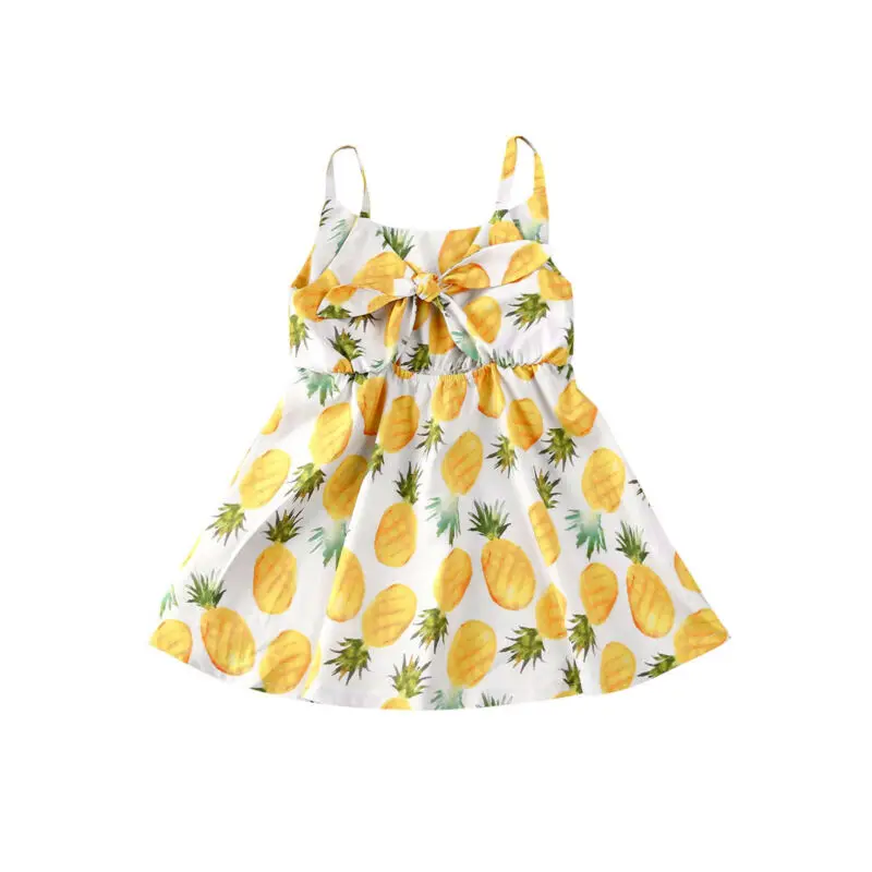 6M-4Y Toddler Baby Kid Girls Pineapple Dress Cute Fruit Print Bow Tutu Dresses For Summer Beach Travel | Детская одежда и обувь