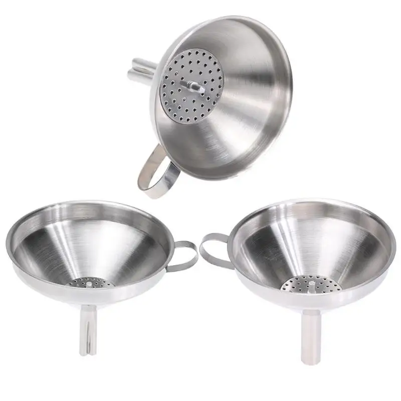 Прочная нержавеющая сталь консервирующая жидкость Воронка для порошков w/съемное сито