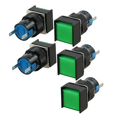 

5 Pcs Green Square Cap Indicator Light Accident Signal Lamp DC 12V