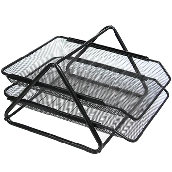 

Letter Desk Organiser Rack 2Tiers Office Filing Trays Practical Paper Files Metal Magazine Documents Simple A4 Holder