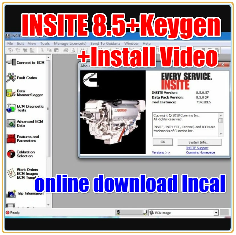 2019 Новый INSITE 8 5 электронный сервисный Инструмент V8.5 с разблокированным Keygen +